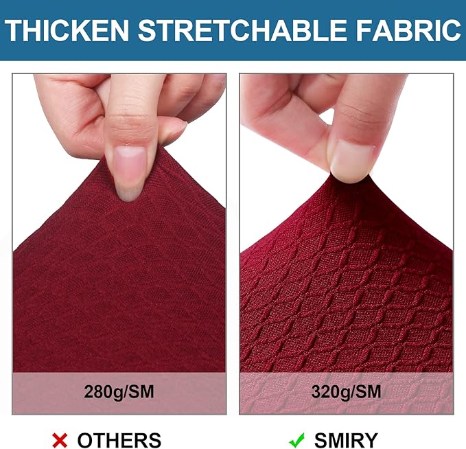 Smiry Waterproof Seat Covers for Dining Room Chairs Set of 4, Stretch Jacquard - Image 4