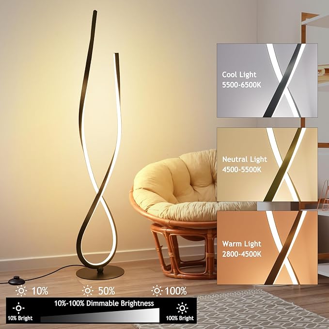 NUÜR Spiral Floor Lamp, Arched Bright Floor Lamps - Image 4