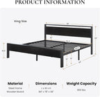 SHA CERLIN 14 Inch King Size Metal Platform Bed Frame - Image 2