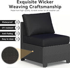 Aoxun Patio Furniture Set, Widen Armrests Wicker Outdoor Sectional - Image 7