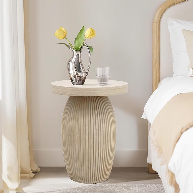 PARISLOFT ​​Rustic Mushroom Side Table, Bohemian End Table - Image 5