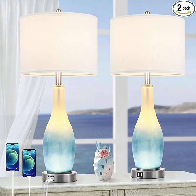 BesLowe 26in Tall Glass Table Lamps Set of 2 by BringYouBrightFuture