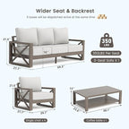 UDPATIO Aluminum Patio Furniture Set, Faux Wood Grain Modern Outdoor Furniture - Image 8