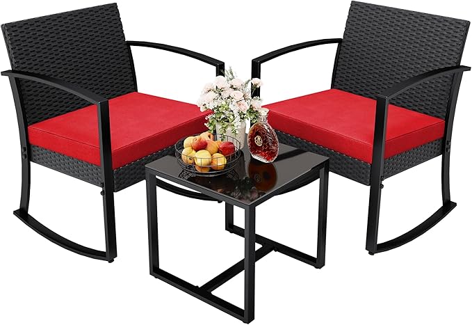 Greesum 3 Piece Patio Furniture Set, All-Weather Imitation Rattan Conversation by BuynowfromGreesum