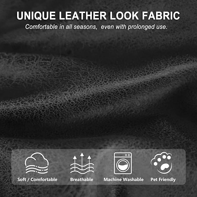 ANARACHON Leather Look Loveseat Recliner Cover, 6-Pieces Stretch Dual Recliner - Image 5