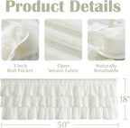 jinchan Ruffled Valance Curtain Slubbed Crossed Hatch Kitchen Valance - Image 7
