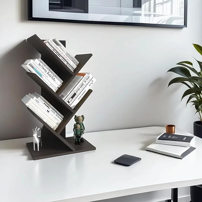 Godferyxin Book Tree Bookshelf, 5-Tier Wood Bookshelf Tree Bookcase - Image 6