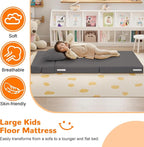 MeMoreCool Kids Folding Sofa Chair – Corduroy Floor Futon, Tri-Fold Mattress - Image 4