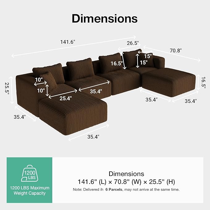 Novilla 141" Modular Sectional Sofa, Modern Cloud Sectional Couch - Image 2