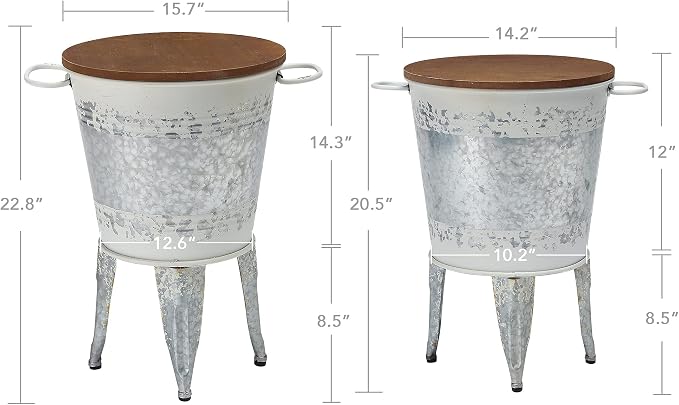 RUSTOWN Farmhouse Accent End Table, Rustic Antique Galvanized Side Coffee or - Image 3