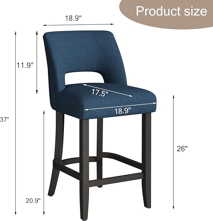 VKNOW Bar Stools Set of 4, Modern Counter Height Bar Stools - Image 2