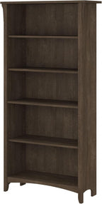 Bush Home Salinas 5 Shelf Bookcase in Ash Brown, Tall Bookshelf, Large Book - Image 8
