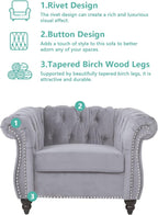 QHITTY 2 Piece Living Room Set, Sectional Chesterfield Sofa Chair Contemporary - Image 4