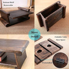 Solid Wood Vintage Folding Japanese Tea Table, Foldable Low Table, 2-Tier - Image 6