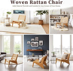 Furlide Rattan Chair 2Pcs, Mid Century Modern Accent Chair, Leisurely Reading - Image 4