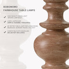 BOBOMOMO 20" Rustic Bedside Lamps Set of 2- Vintage Resin Table Lamps - Image 3