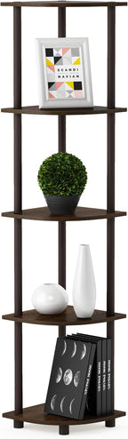 Furinno TURN-N-TUBE Corner Shelf, 5-Tier Corner Bookshelf, Open Storage Shelves by Furinno-FitsYourSpaceFitsYourBudget