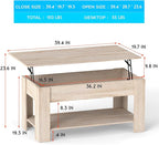 FDW Lift Top Coffee Table with Lift Tabletop Hidden Compartment and Storage - Image 3