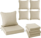 Summsun Patio Chair Cushions Set of 4, Faux Linen Outdoor Furniture Cushions by SUMMSUN