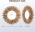 Honiway Boho Wall Decor Mirror 2 Pack Rustic Wood Mirror 12 inch Boho Mirror - Image 6