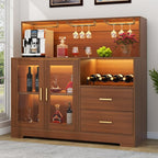 Auromie Wine Bar Cabinet with LED Light, Home Coffee Cabinet with Wine and by AuromieDirect