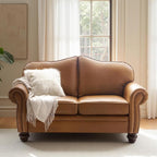 60" Wide Genuine Leather Chesterfield Loveseat, 2 Seat Leather Sofa by Thesupportyouneed