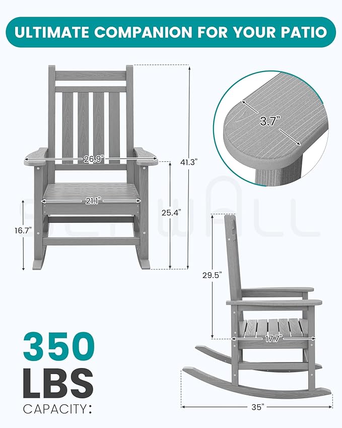 SEWALL HDPE Rocking Chair, Oversized Outdoor Rocking Chair - Image 2