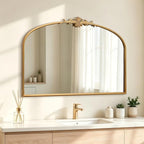 Besdomus Antique Arched Gold Mirror: 40"x29" French Large Decorative Gold by Besdomus