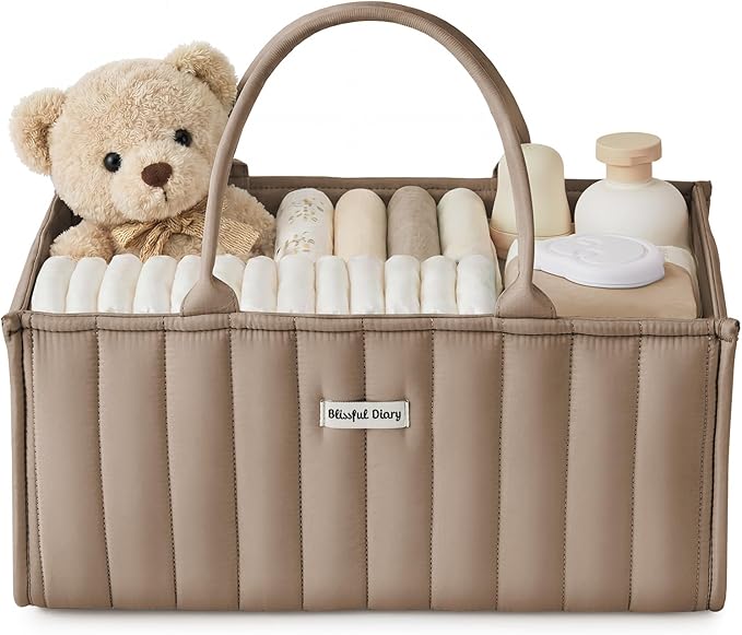 Blissful Diary Baby Diaper Caddy Organizer, Stylish Storage Basket by BlissfulDiary