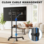 Rolling TV Stand with Shelf for 32-85 inch TVs up to 150lbs, Portable Mobile TV - Image 8
