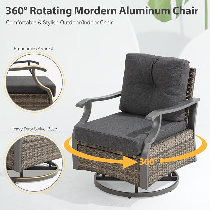 Outdoor Patio Furniture Set, 7 Pieces Outdoor Conversation Sets - Image 3