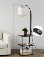 PARTPHONER Floor Lamp with Table, Night Stand with Lamp, Narrow Side Table with - Image 4