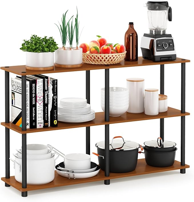 Furinno TURN-N-TUBE Storage Shelves, 3-Tier 47.4 Wide Book Shelf, Corner Shelf by Furinno-FitsYourSpaceFitsYourBudget