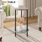 Small Round Side Table, 2-Tier Modern Accent/Bedside Table - Image 4