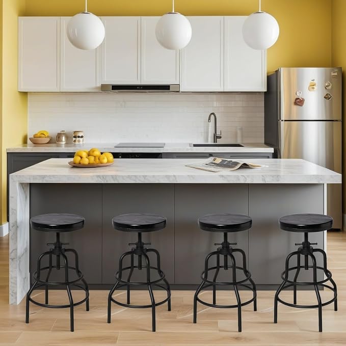 LOKKHAN 4-Pack Industrial Bar Stools, Heavy-Duty Black Metal Frame - Image 7