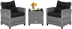 Tangkula 3 Pieces Patio Furniture Set, Outdoor PE Rattan Conversation Chair Set by TANGKULA
