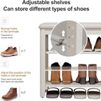 AQIMUELE Shoe Bench with Leather Cushion, 3 Tiers Shoe Storage Bench Height - Image 3