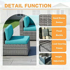 MOCHITO 5 Pieces Outdoor Patio Furniture Sets, All-Weather Sectional Sofa Grey - Image 6