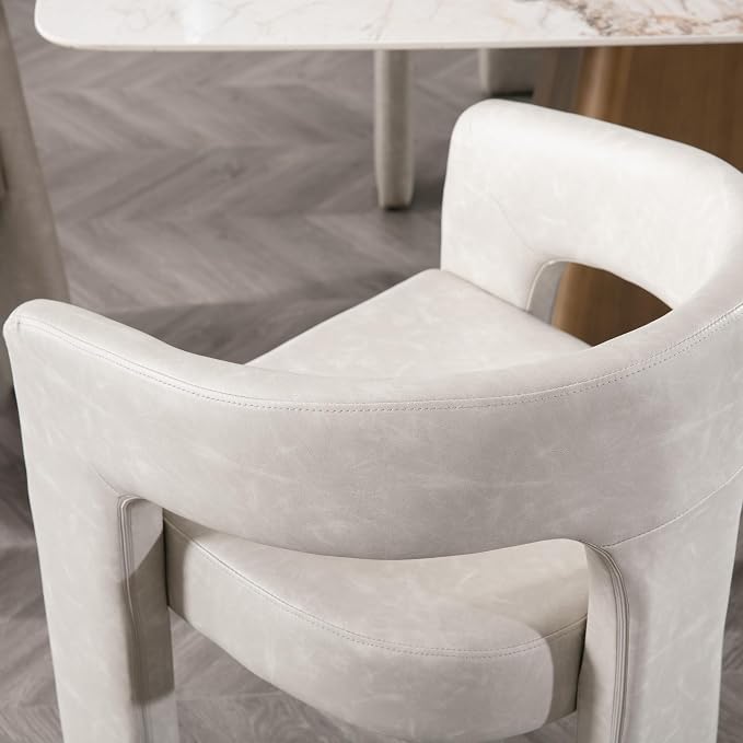 BESTANO Set of 3 Modern PU Leather Upholstered Dining Chairs - Image 5