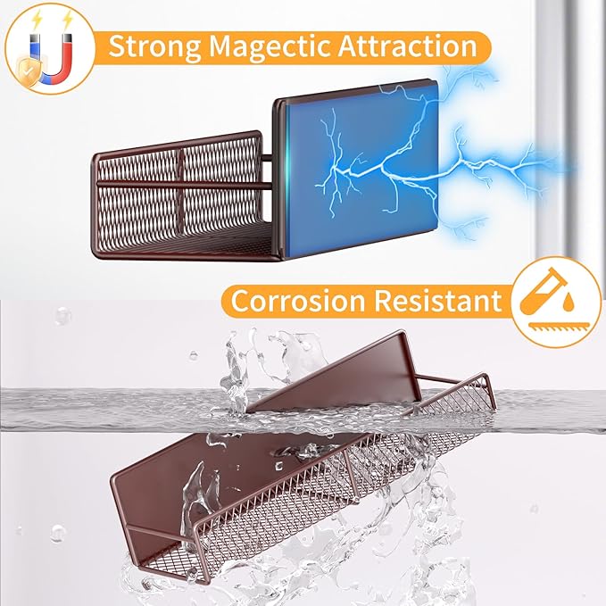 Magnetic Spice Rack for Refrigerator, 2 Pack 100% Metal Strong Magnet Shelf - Image 3