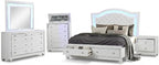 First of a Kind Shiney Contemporary 5 Piece Queen Bedroom Set High Gloss White - Image 2