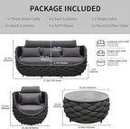 TWT Outdoor Patio Furniture Set, 5 Pieces Aluminum Sectional Sofa, Metal Patio - Image 2