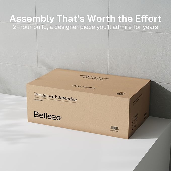 BELLEZE 2 Tier Bookshelf with Arched Glass Door - Image 8