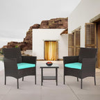 FDW 3 Piece Outdoor Furniture Set Patio Brown Wicker Chairs Furniture Bistro - Image 7