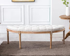 Kmax 55" Upholstered Bench Tufted Fabric Bench Vintage Semi-Circle Entryway - Image 7