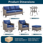 9 Piece Outdoor Patio Furniture Set-All Weather Outdoor Conversation Sets - Image 8