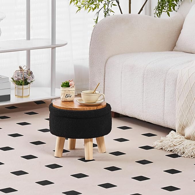 Wimarsbon Storage Ottoman, Modern Round Footrest - Image 2