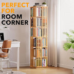 SpaceAid 6 Tier Rotating Bookshelf Tower, Bamboo Spinning Book Shelf, Revolving - Image 5