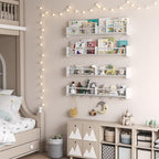 34Inch Nursery Bookshelves, Wall Floating Shelf Kids Coat Rack - Image 5
