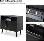 HULALA HOME End Table with Charging Station, Mid-Century Modern 2 Drawer and - Image 4